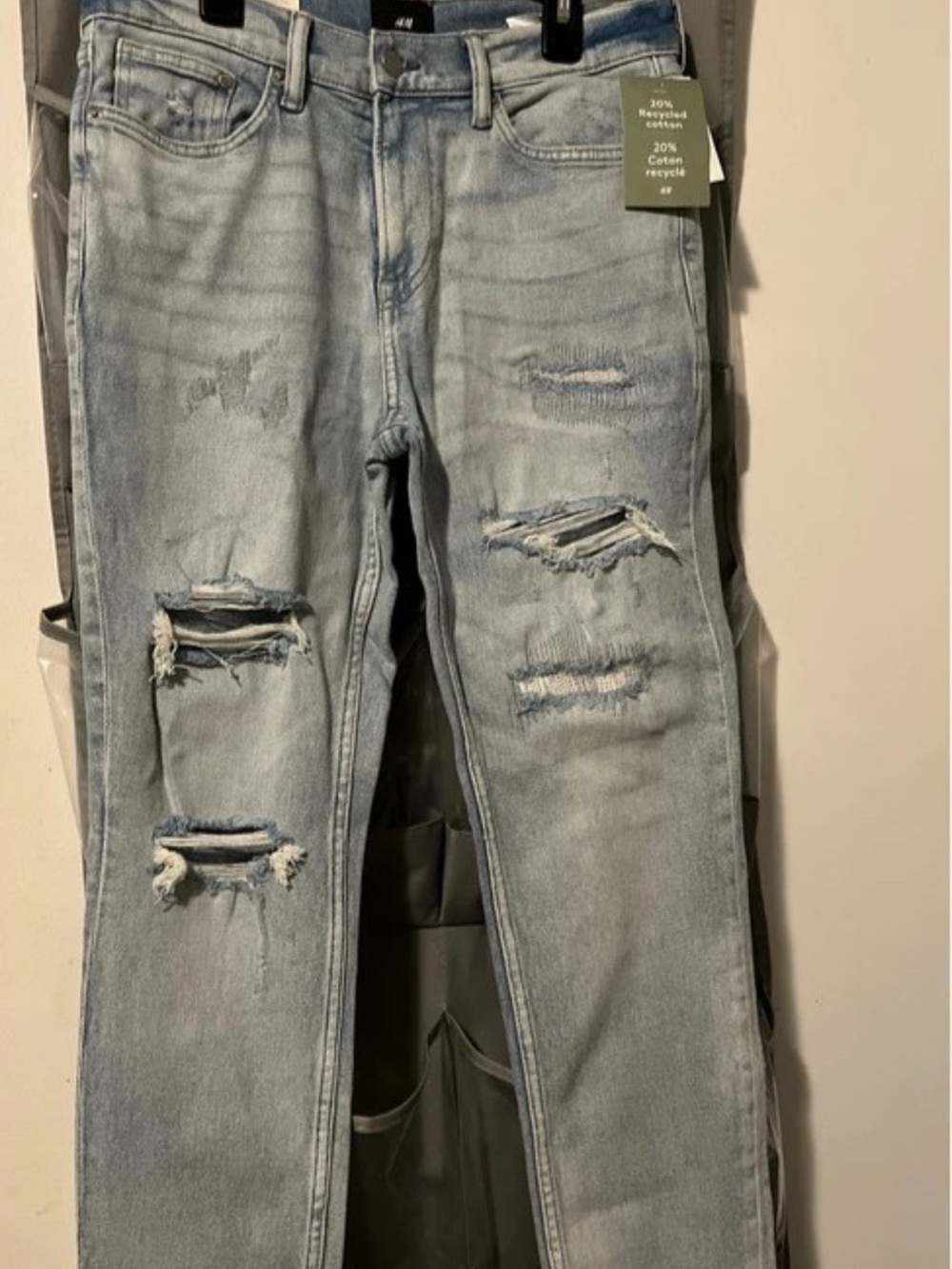 H&M Light Blue Distressed Relaxed Jeans